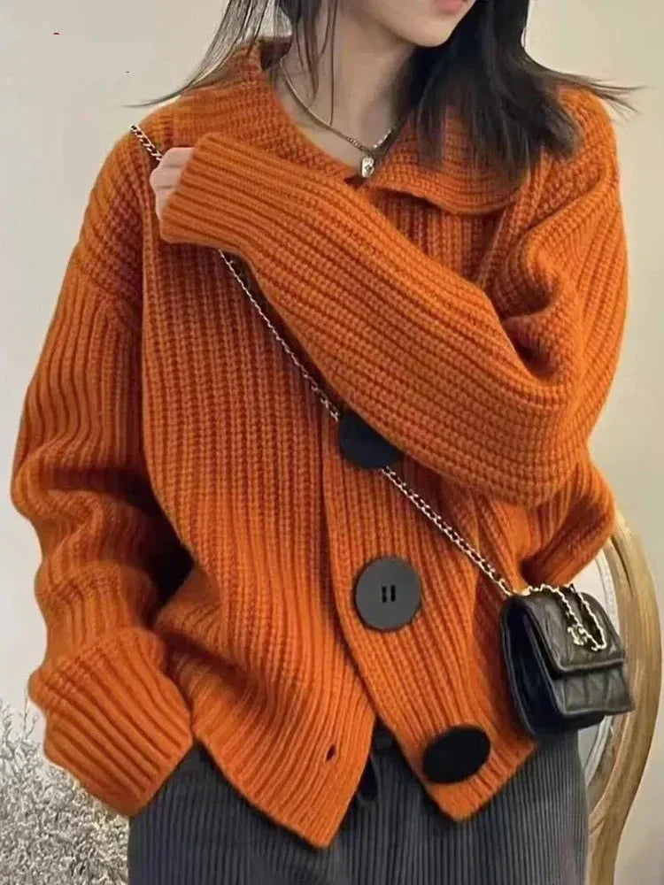 Elegante Strickjacke Damen Knopfverschluss Modern
