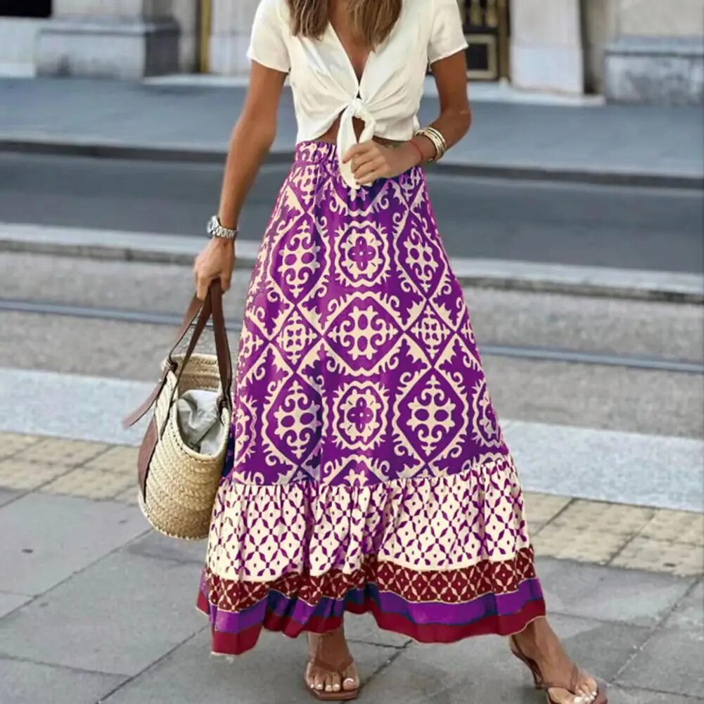 Boho Maxi Rock Damen Lang Kleid Floral Print