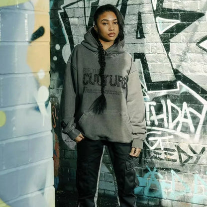 Streetwear Hoodie mit Strass-Steinen Trendig Schwarz - BerlinGlamour