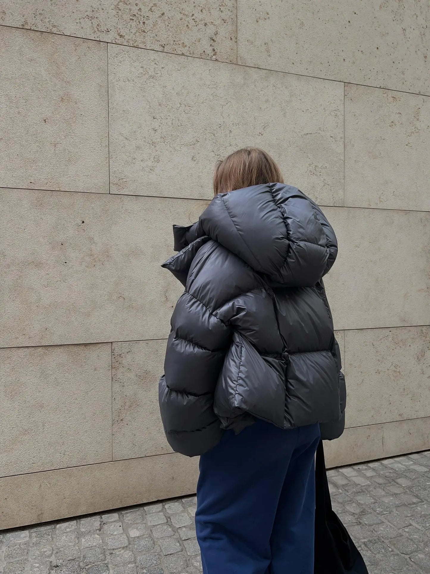 Modische Steppjacke Anthrazit Damenjacke Warm