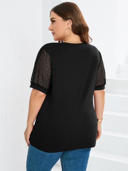 Damen Oberteil V-Ausschnitt Puffärmel Top