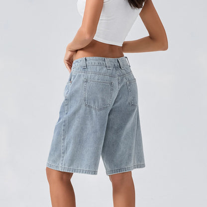 Damen Bermuda Shorts Loose Fit Jeans Bequem