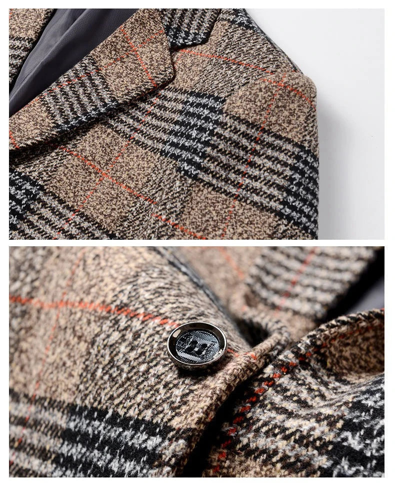 Herren Blazer Elegant Tweed Modern Slim Fit
