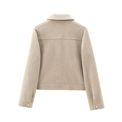 Damen Freizeitjacke Reißverschluss Wollmix Warm