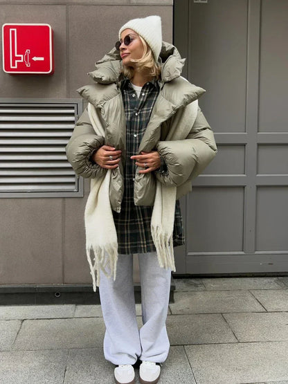 Modische Steppjacke Anthrazit Damenjacke Warm