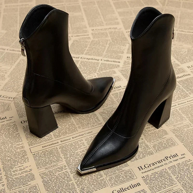 Damen Stiefeletten Spitz Schuhe Mit Absatz