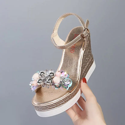 Hohe Wedges Sandalen Damen Schick