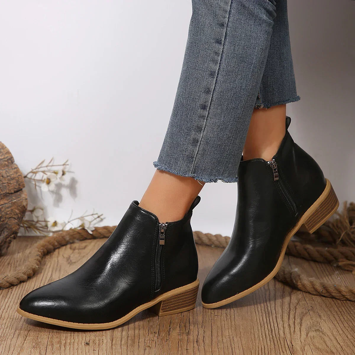 Damen Ankle Boots Lässig Frühling Mit Reißverschluss