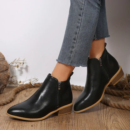 Damen Ankle Boots Lässig Frühling Mit Reißverschluss