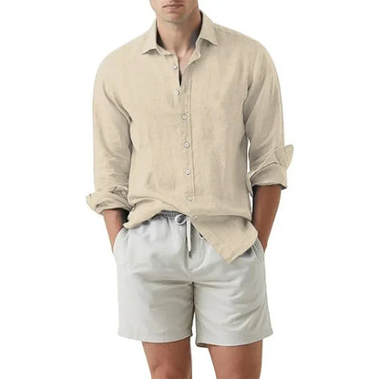 Herren Leinenhemd Sommer Baumwolle Bequem