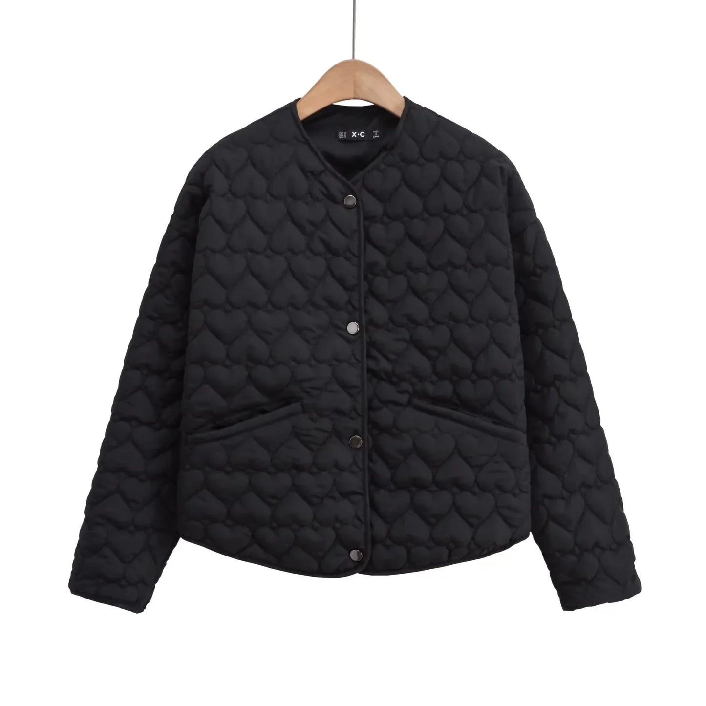 Damen Steppjacke Herzen Muster Leicht Puffer Jacke