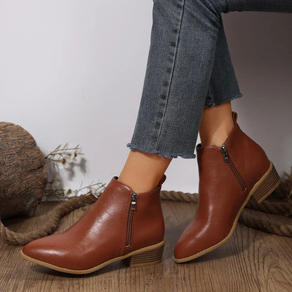 Damen Ankle Boots Lässig Frühling Mit Reißverschluss
