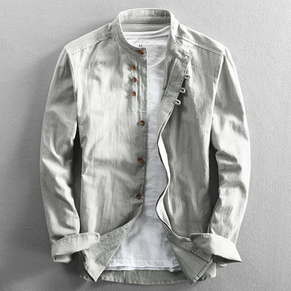 Herren Hemd Langarm Leinen Baumwolle Japan Style