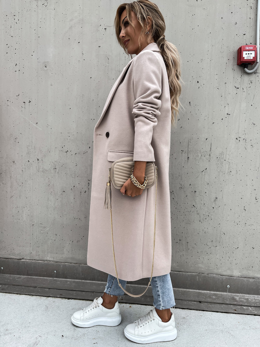 Klassische Doppelreihen Jacke Wolle Warm Elegant