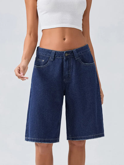 Damen Bermuda Shorts Loose Fit Jeans Bequem