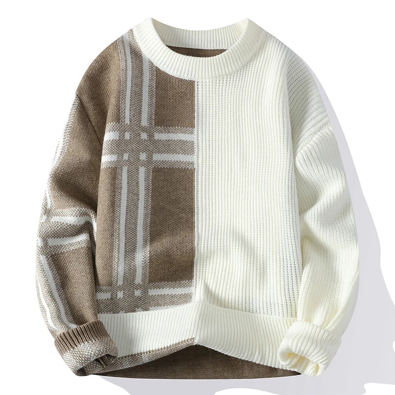 Herren Pullover Rundhals Colorblock Warm Winter - BerlinGlamour