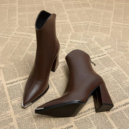 Damen Stiefeletten Spitz Schuhe Mit Absatz