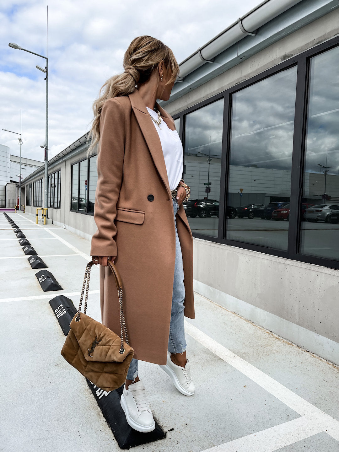 Klassische Doppelreihen Jacke Wolle Warm Elegant
