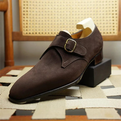 Herrenschuhe Dunkelbraun Wildleder Elegante Schnürschuhe