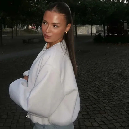 Damen Jacke Locker Geschnitten Reißverschluss Vorne