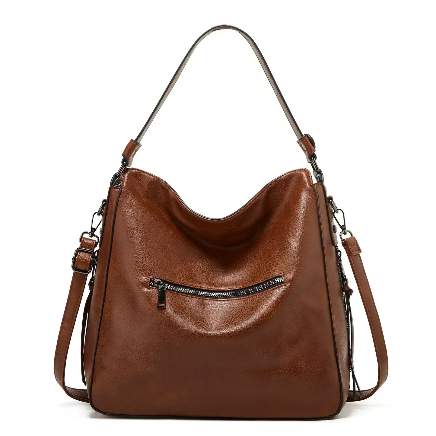 Leder Umhängetasche Elegante Damenhandtasche Schwarz