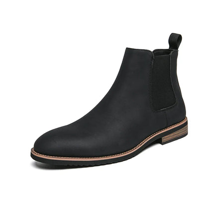 Leder Chelsea Stiefel Damen Schnürlos Schwarz