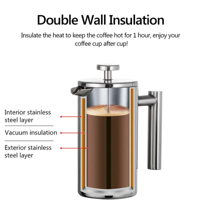 Edelstahl French Press Kaffeemaschine Modern Design - BerlinGlamour