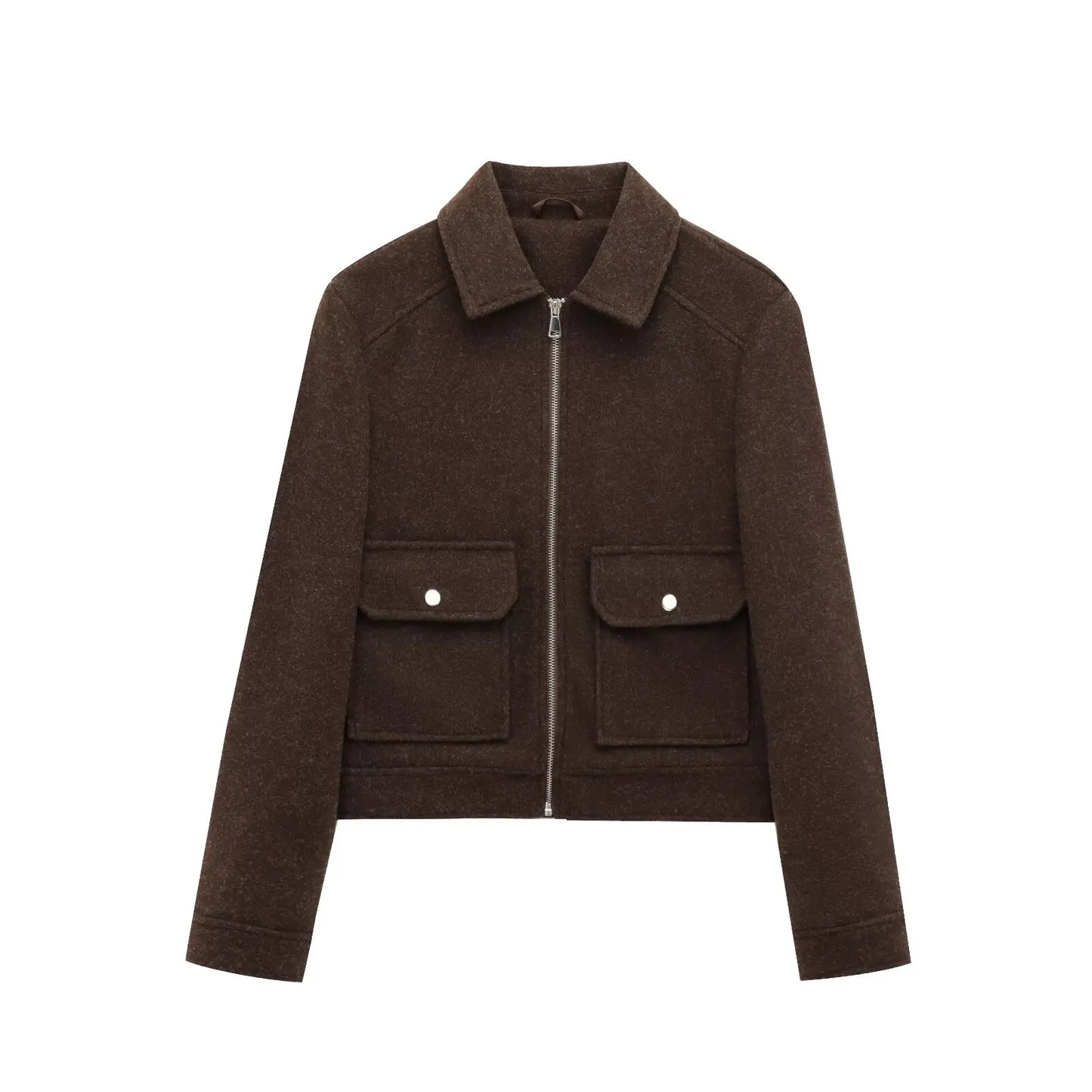 Damen Freizeitjacke Reißverschluss Wollmix Warm - BerlinGlamour