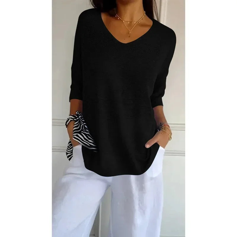 Weicher Strickpullover Fein Gestrickt Damen