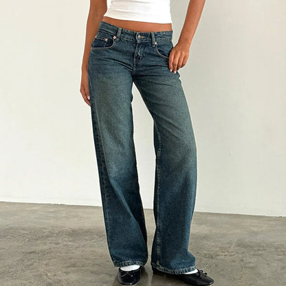 Weite Damen-Jeans Vintage-Stil Relaxed Fit