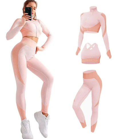 Sportleggings Set Damen High Waist Nahtlos