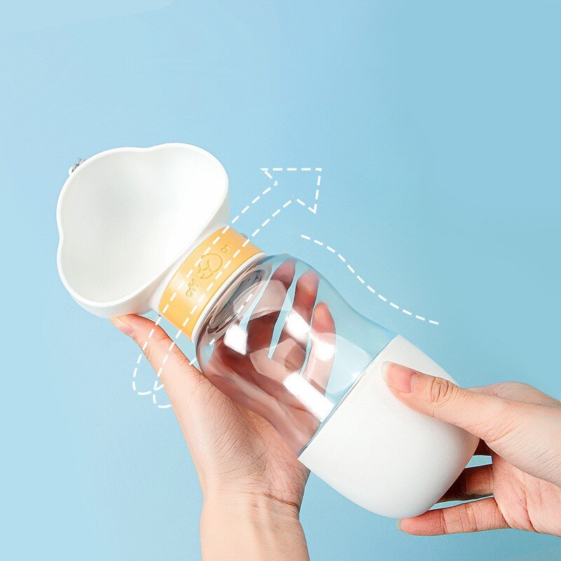 Tragbare Wasserflasche Futterspender 2in1 Hunde Katzen