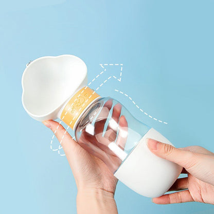 Tragbare Wasserflasche Futterspender 2in1 Hunde Katzen