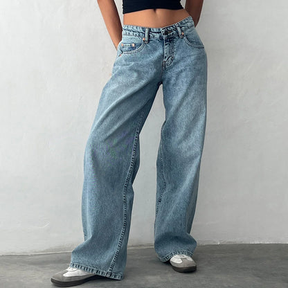 Damen Jeans Weitbein Helle Vintage Jeans - BerlinGlamour
