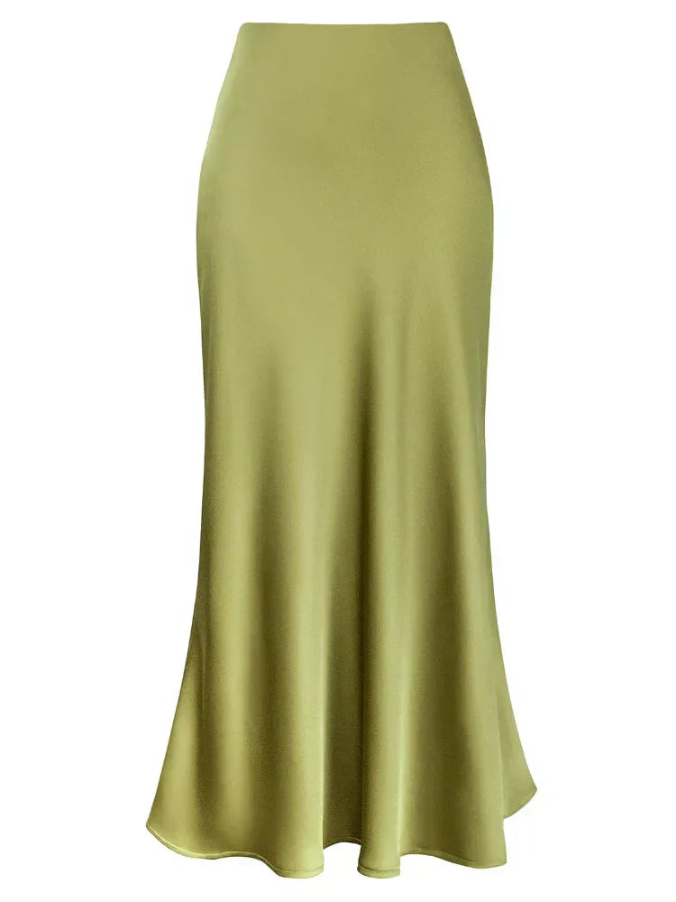 Elegante Damen Maxi Röcke Schwarz Seide Sommer