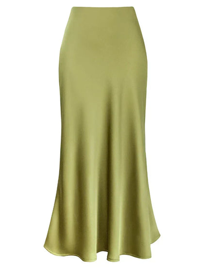 Elegante Damen Maxi Röcke Schwarz Seide Sommer