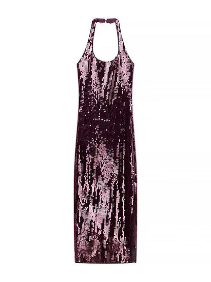 Bordeaux Pailletten Kleid für Gala und Partys
