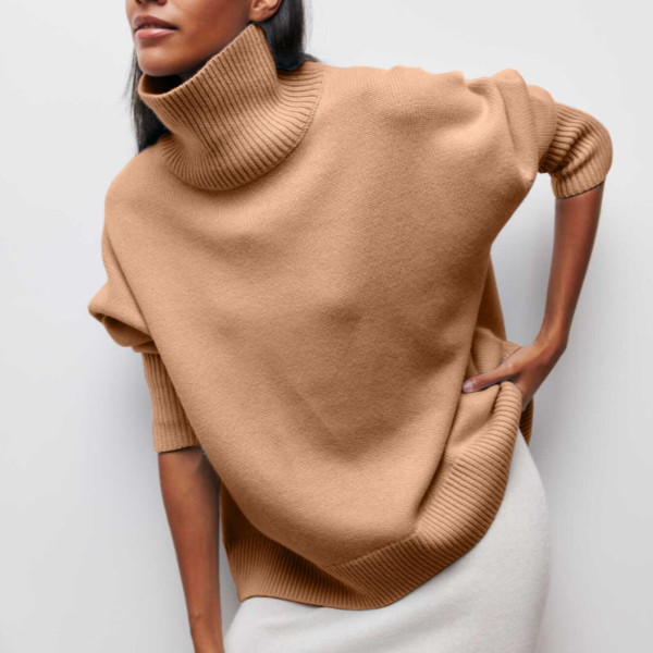 Damen Winterpullover Übergroß Hoher Kragen Warm