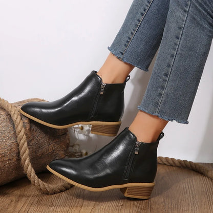Damen Ankle Boots Lässig Frühling Mit Reißverschluss - BerlinGlamour