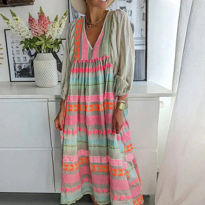 Boho Maxi-Kleid Lang Frauen Sommer
