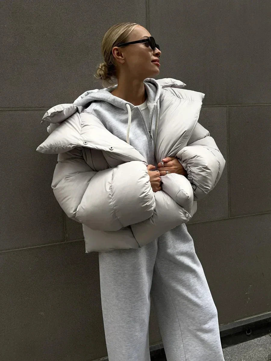 Modische Steppjacke Anthrazit Damenjacke Warm