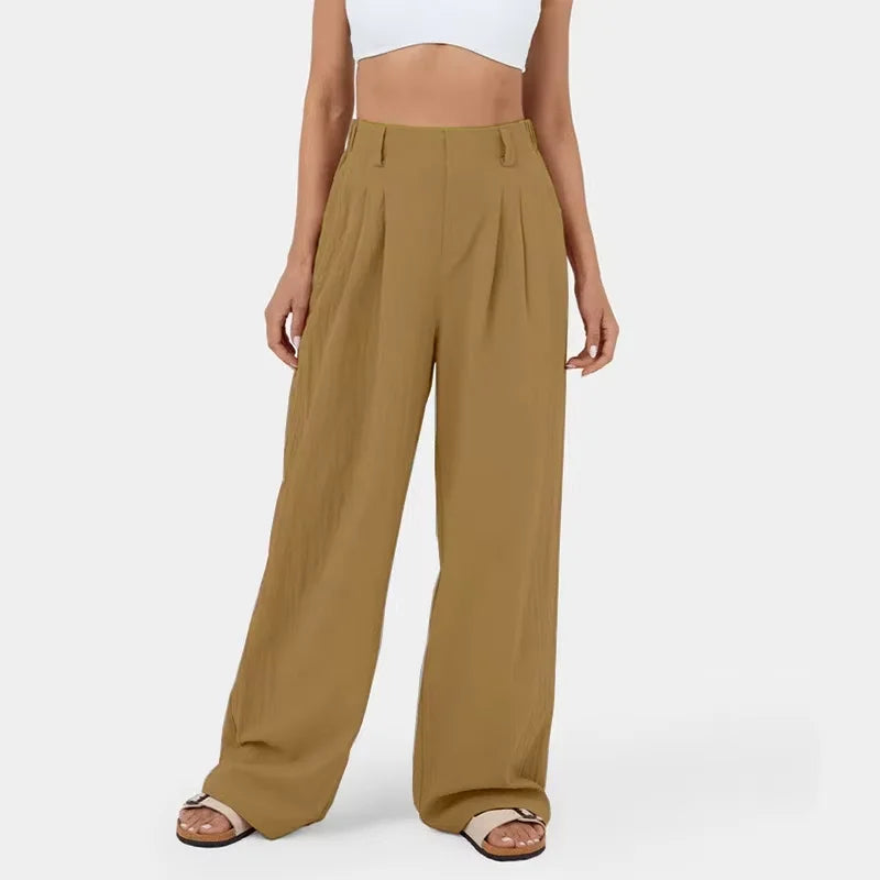 Faye Hose beige mit elastischem Bund und eleganter Passform
