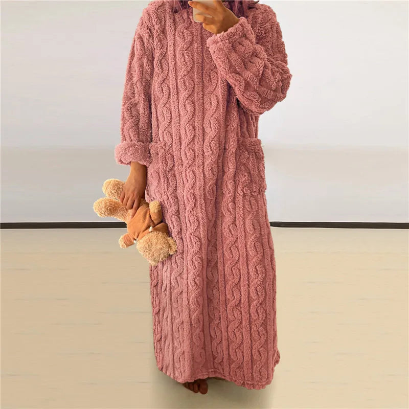 Weiches Fleece Kleid Teddylook Warm