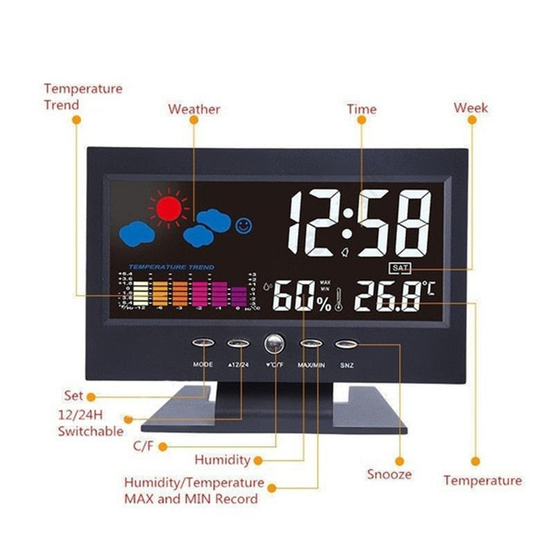 Wetterstation Uhr LCD Digital Funk