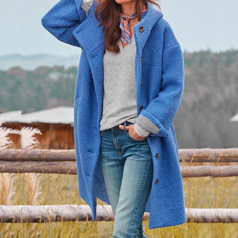 Damen Winterjacke Warm Kapuze Schwarz