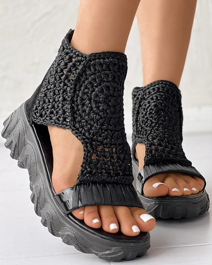 Damen Sandalen Geflochtene Keilsandalen Sommer Schuhe - BerlinGlamour