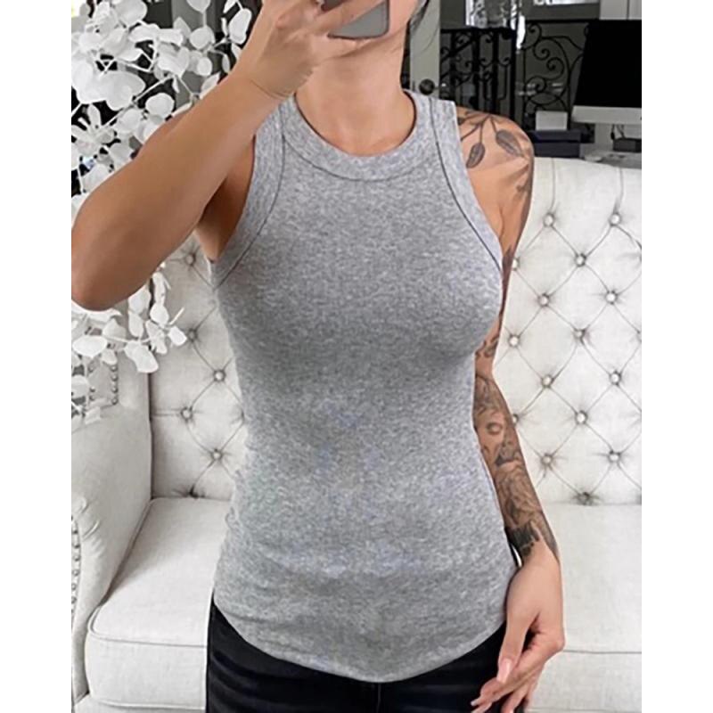 Damen Tanktop Ripp Optik Klassisch Elegannt