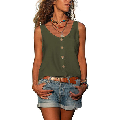 Damen Tanktop mit Knöpfen und Seitentasche