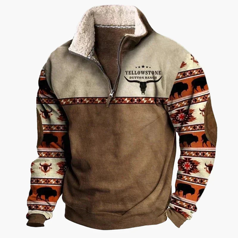 Western Style Pullover Azteken Muster Bequem