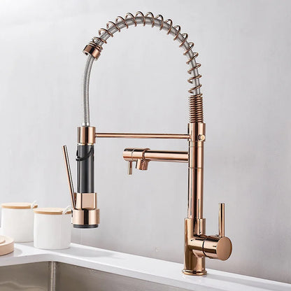 Küchenarmatur Doppel Auslauf Bronze Luxus